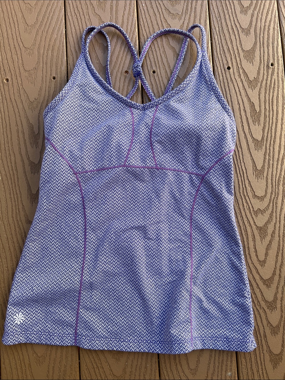 Athleta Lavender Patterned One-Piece Swim Tank with Cross Back
